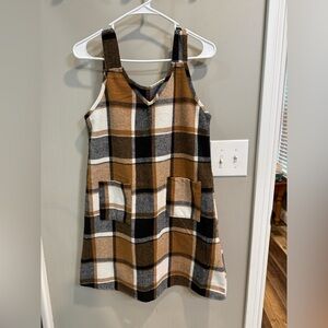 Stylish Plaid  Dress - Brown, Black, White